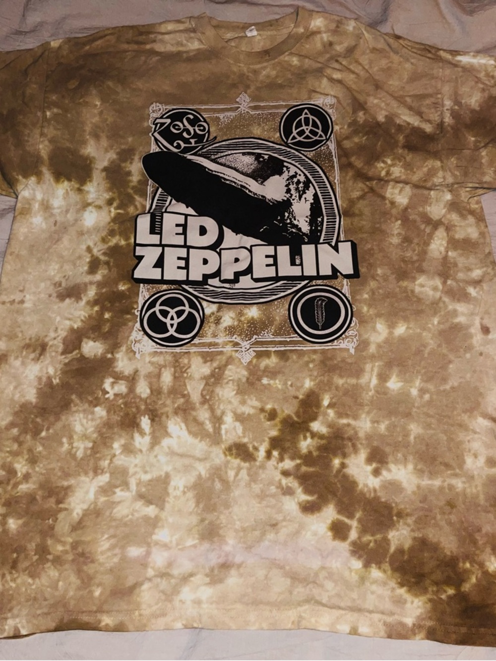 ORIGINAL VINTAGE -Tortoise Tie-Dye  in Brown/Cream LED ZEPPELIN Men’s 2X(read)